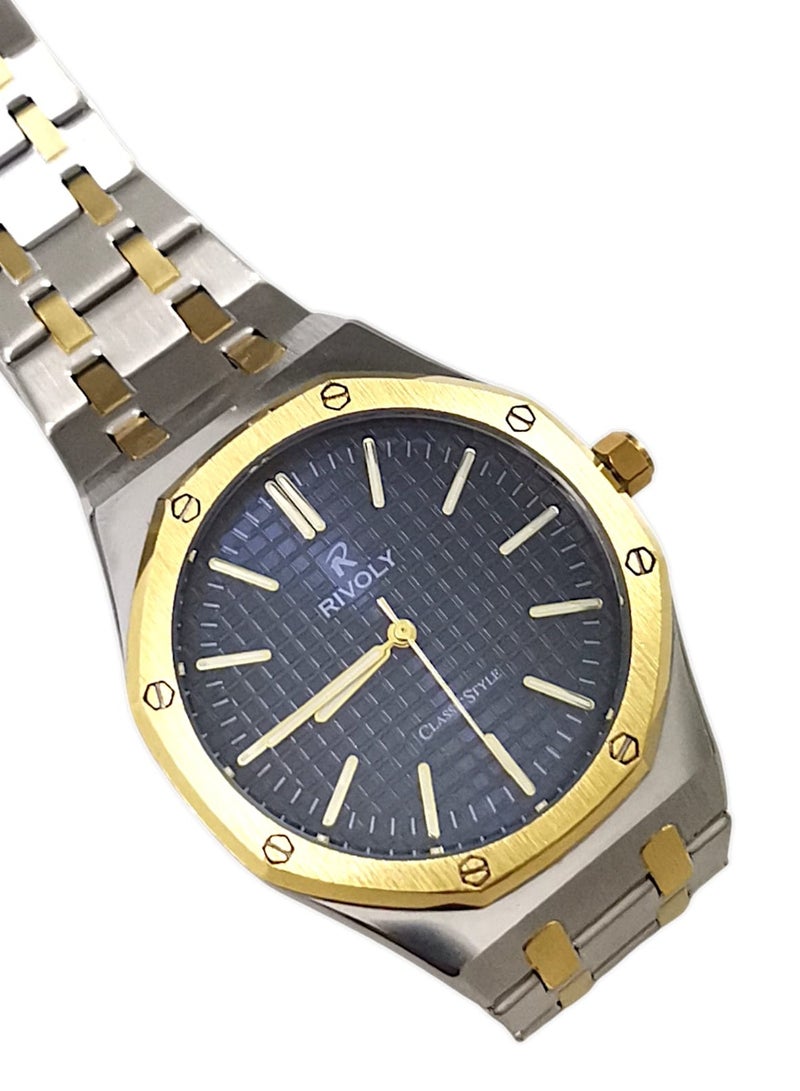 ريفولي ساعة يد للرجال من الستانلس ستيل بعرض انالوج وحركة كوارتز ، سهلة القراءة بتصميم عصري مقاوم للماء، ساعة يد كلاسيكية فاخرة بواجهة كبيرة - Image 2