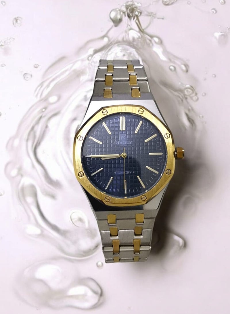 ريفولي ساعة يد للرجال من الستانلس ستيل بعرض انالوج وحركة كوارتز ، سهلة القراءة بتصميم عصري مقاوم للماء، ساعة يد كلاسيكية فاخرة بواجهة كبيرة - Image 3