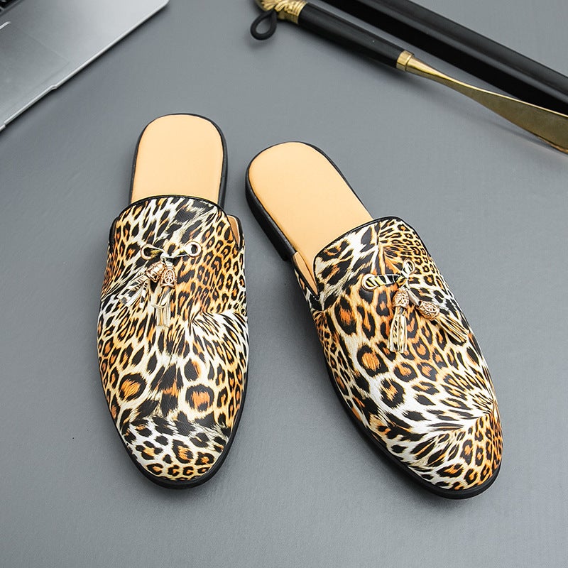 Spring Men'S Pointed Leather Shoes Barber Nightclub Leopard Print Formal Casual Shoes Tassel British Style Men'S Shoes - Image 4
