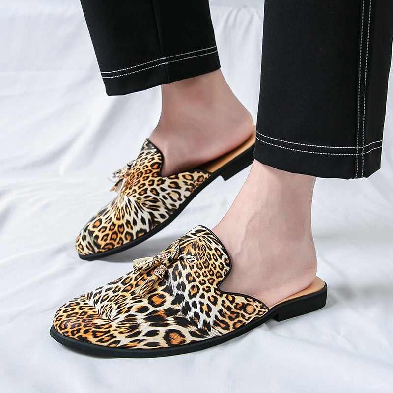 Spring Men'S Pointed Leather Shoes Barber Nightclub Leopard Print Formal Casual Shoes Tassel British Style Men'S Shoes - Image 5