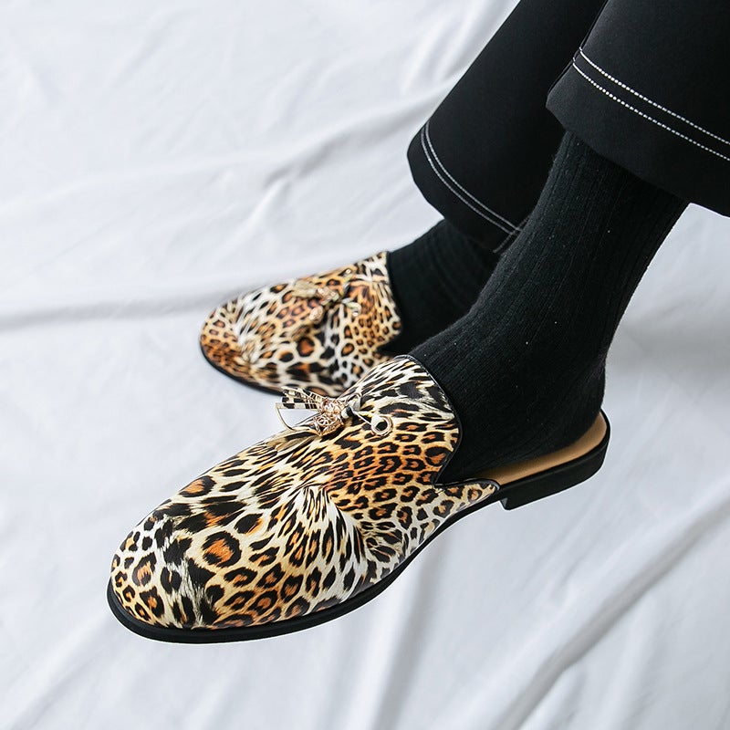 Spring Men'S Pointed Leather Shoes Barber Nightclub Leopard Print Formal Casual Shoes Tassel British Style Men'S Shoes - Image 3