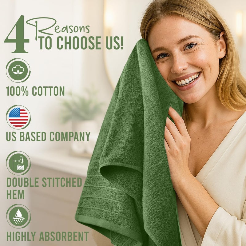 DAN RIVER Extra Large Bath Towels Set of 4, 30 x 60 Inches - 100% Cotton Larger & Lighter Weight Towels for Bathroom - Quicker to Dry, Super Soft & Highly Absorbent Towels for Home, Sage Green - Image 5