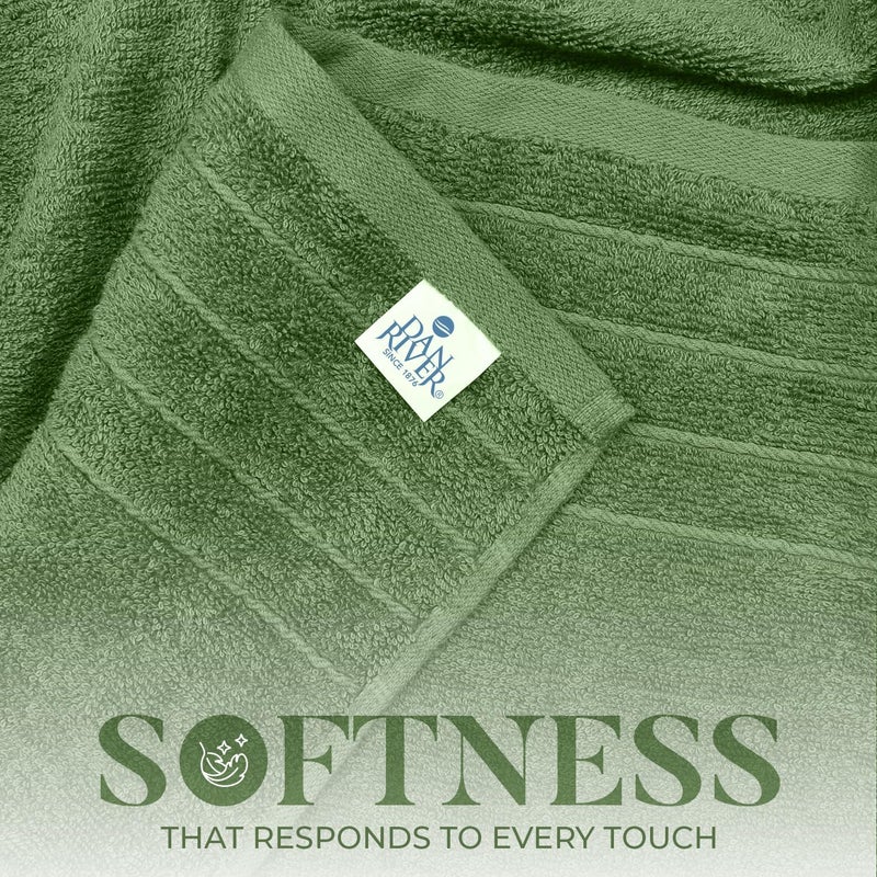 DAN RIVER Extra Large Bath Towels Set of 4, 30 x 60 Inches - 100% Cotton Larger & Lighter Weight Towels for Bathroom - Quicker to Dry, Super Soft & Highly Absorbent Towels for Home, Sage Green - Image 4
