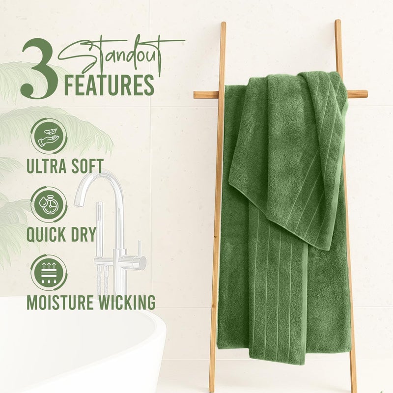 DAN RIVER Extra Large Bath Towels Set of 4, 30 x 60 Inches - 100% Cotton Larger & Lighter Weight Towels for Bathroom - Quicker to Dry, Super Soft & Highly Absorbent Towels for Home, Sage Green - Image 2
