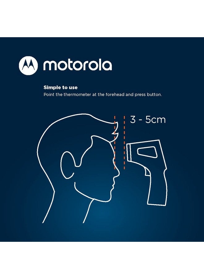 Motorola Nursery مقياس حرارة الجبهة موتورولا TE-94 بالأشعة تحت الحمراء بدون لمس للبالغين والأطفال - شاشة بإضاءة خلفية، وظيفة ذاكرة، تنبيه درجة حرارة عالية - أزرق داكن - Image 4