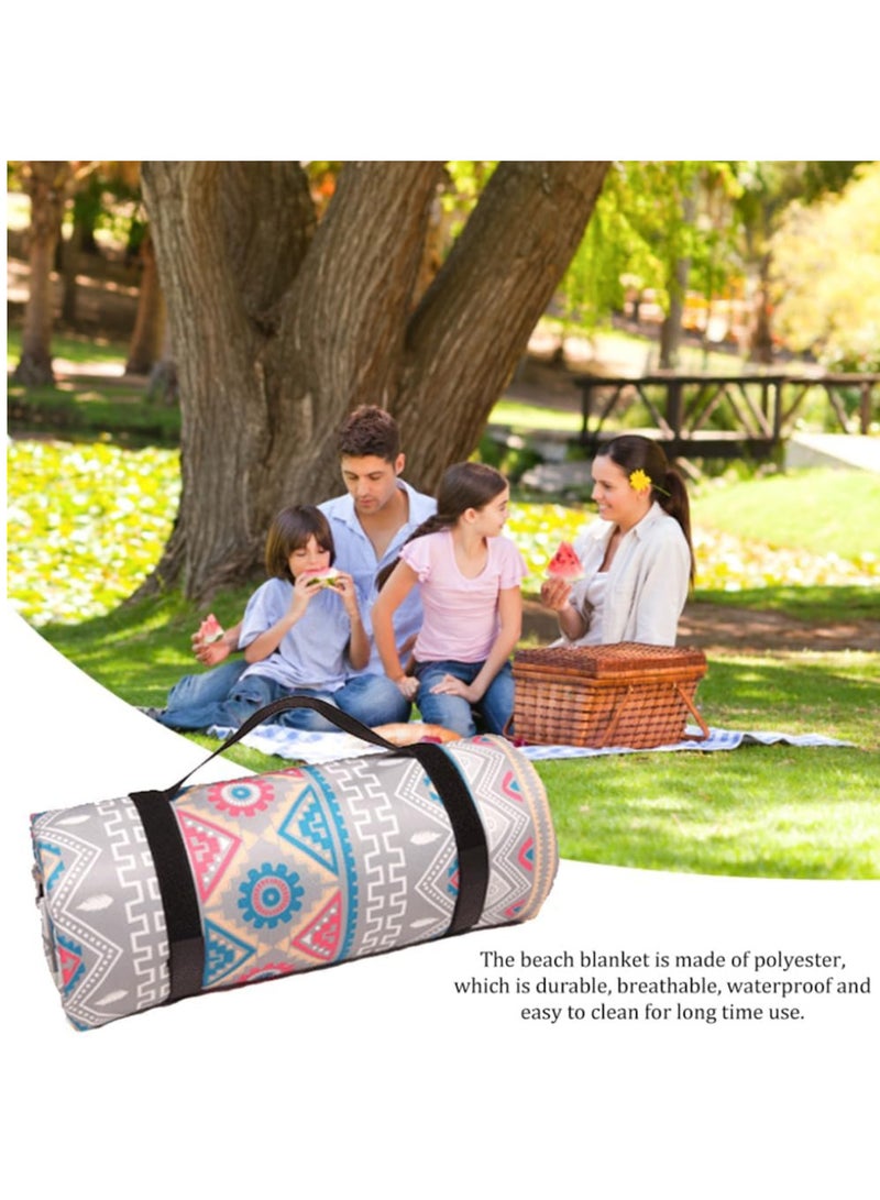 ZERIFAM Picnic Mat - Travel Carpet, Beach Blanket Waterproof And Sand Proof, Foldable And Washable Convenient Lawn Mat, Suitable For Camping, Travel, Parks, Children's Crawling Mat. (Persian Grey)