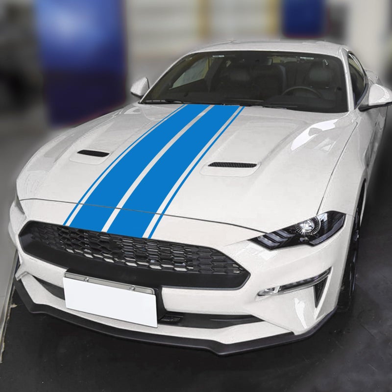 LANZMYAN Car Hood Decal Sticker Universal Auto Racing Body Stripe Vinyl Modified Exterior Decoration Accessories Decal,Blue - Image 3