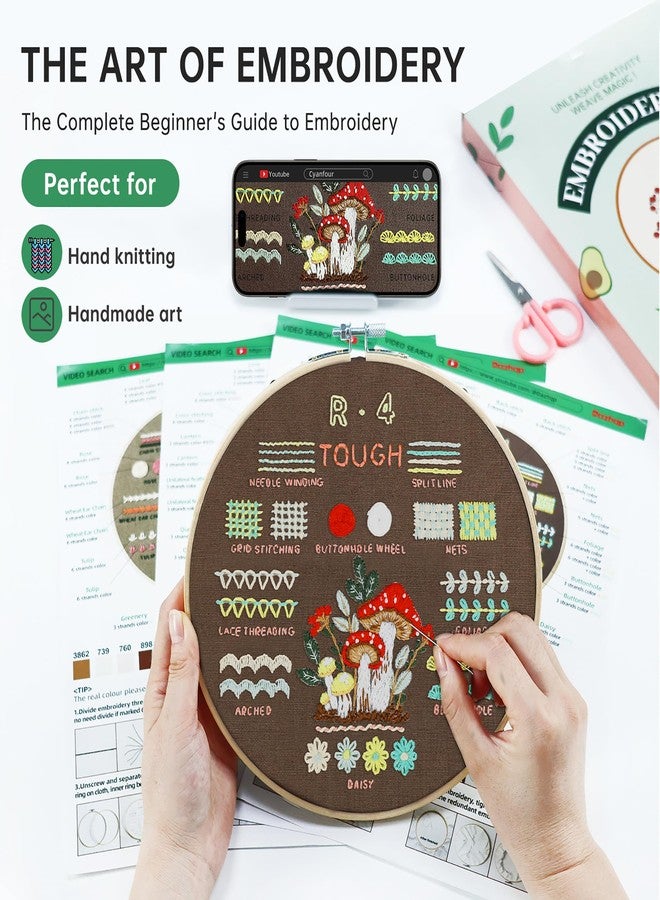 CYANFOUR 4 Stage Beginners Embroidery Kit for Adults, Easy to Learn 38 Different Stitches from Instruction & Video, Needlepoint Kits for Adults with Stamped Embroidery Patterns - Image 3