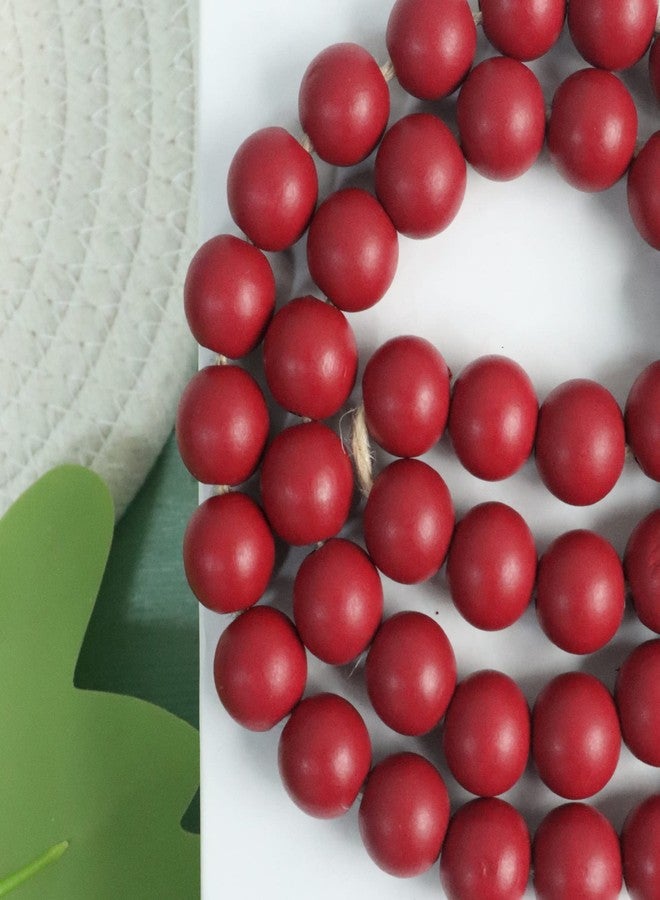 Meplait 39in Wood Bead Garland Farmhouse with Tassels,Versatile Prayer Beads Boho Chic Wall Hanging Home Decor (Burgundy) - Image 5