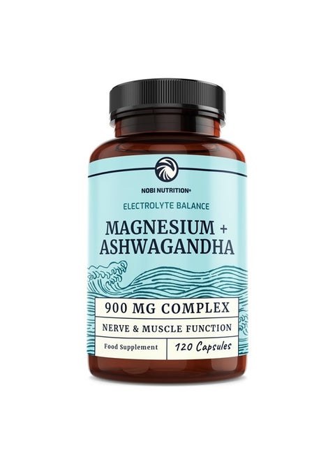 Magnesium Calming Magnesium Supplement for Adults Relax, Rest, Support Calm Mood Oxide 400 mg + Ashwagandha 500 mg Muscle Health And Stress Relief - 120Ct