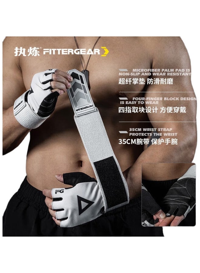 FITTERGEAR قفازات تمرين مع دعم للمعصم للسحب، الدفع، الرفعات الميتة، مضادة للانزلاق ومنع التشققات للرجال - Image 1
