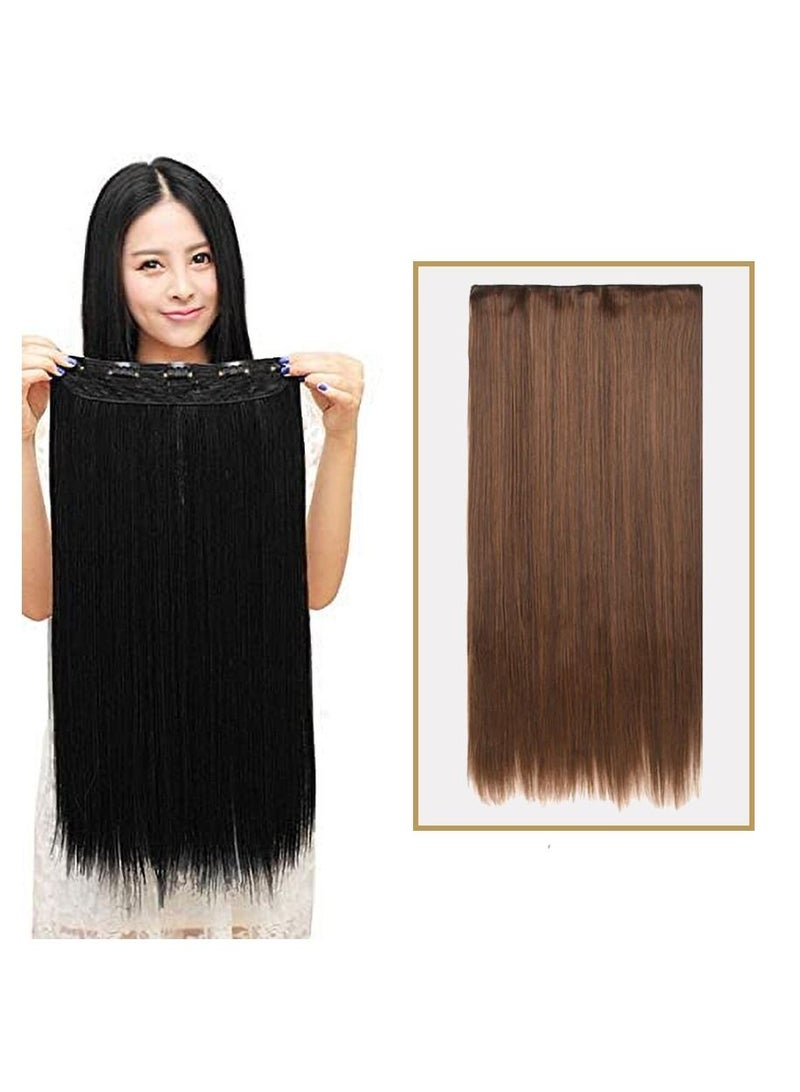 Estelle Eestelle full head one-piece long straight and Body Wave hair extension, with 5 clips, suitable for women and girls (#4M30, Straight) - Image 1