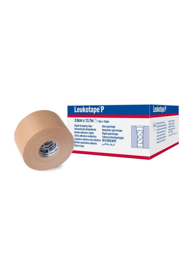 BSN Medical Leukotape P Adhesive Strapping Tape - for Sports Injuries, Strains and Sprains - 1.5 in x 15 yds, Tan, 5 Rolls  - Image 1