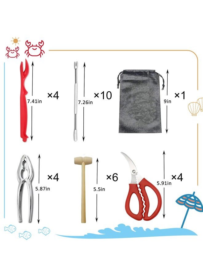 CLEABANKE Crab Leg Crackers and Tools for Seafood,29 PCS Lobster Crackers Crab Tools Forks for Eating Nut Crackers Set for All Nuts（29pcs） - Image 2