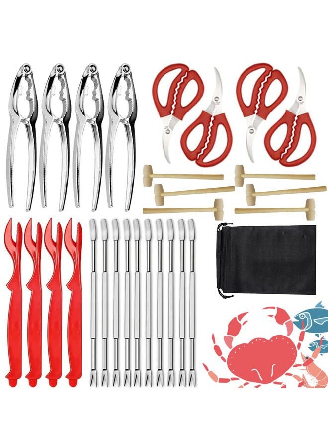 CLEABANKE Crab Leg Crackers and Tools for Seafood,29 PCS Lobster Crackers Crab Tools Forks for Eating Nut Crackers Set for All Nuts（29pcs） - Image 1