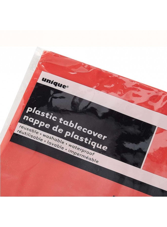 Unique Stunning Ruby Red Rectangular Plastic Table Cover - 54" x 108", 1 Count - Premium Quality Tablecloth, Eye-Catching & Vibrant Design - Ideal For Parties & Events - Image 3