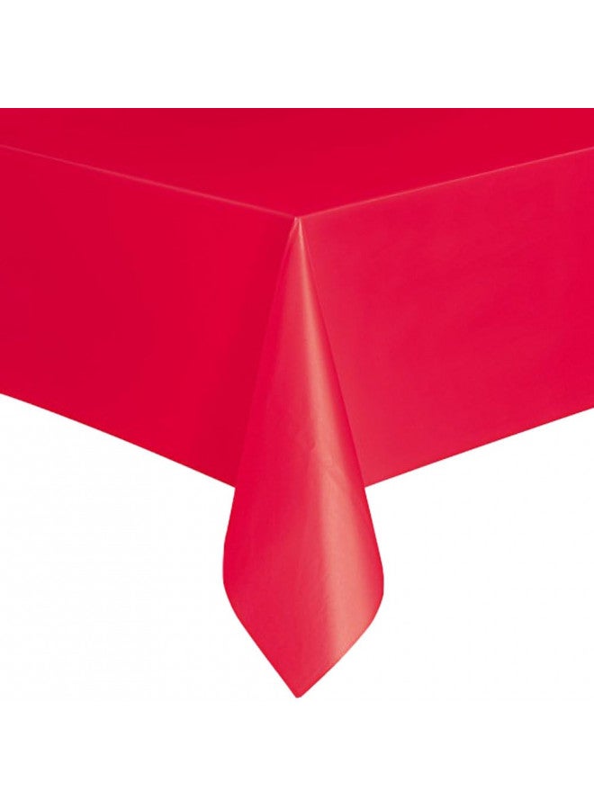 Unique Stunning Ruby Red Rectangular Plastic Table Cover - 54" x 108", 1 Count - Premium Quality Tablecloth, Eye-Catching & Vibrant Design - Ideal For Parties & Events - Image 1