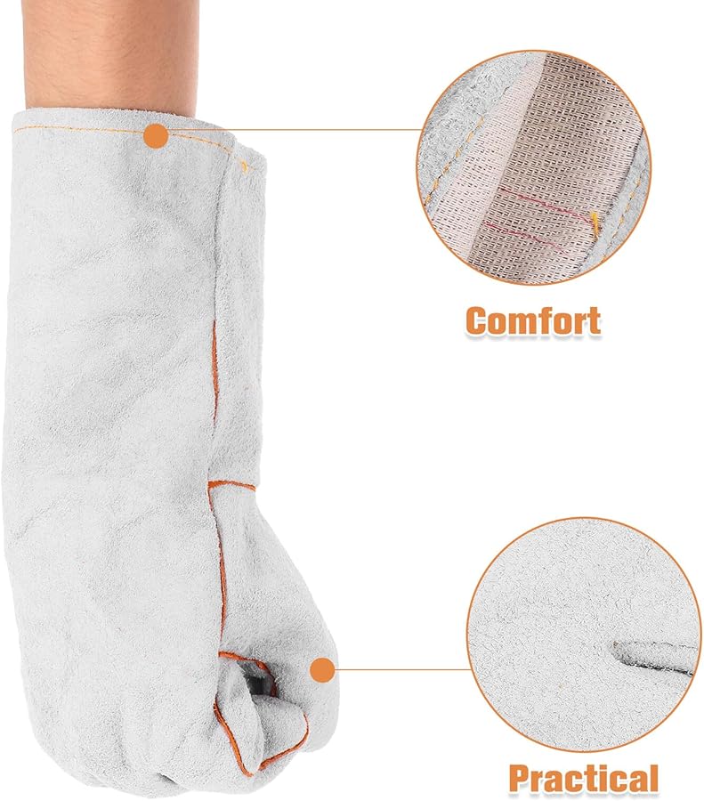 Kisangel Heat Cowhide Welding Gloves Extended Forearm Protection Men Women Work Gloves Welding Soldering Industrial Use - Image 4