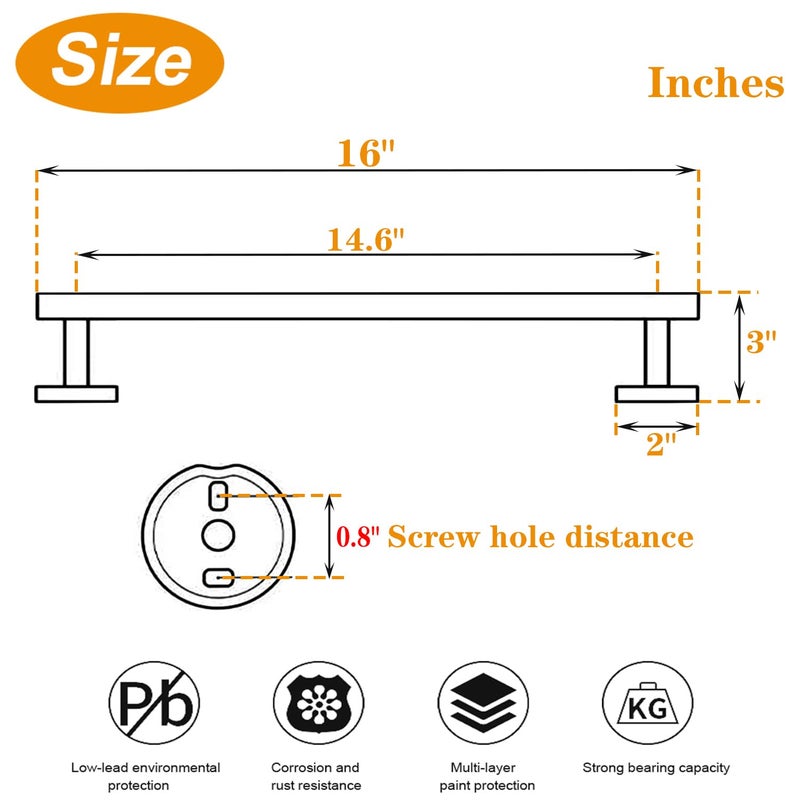 TocTen Bath Towel Bar - Thicken SUS304 Stainless Steel Bathroom Towel Holder, Towel Rod for Bathroom Heavy Duty Wall Mounted Towel Rack Hanger (16IN, Brushed Nickel) - Image 2