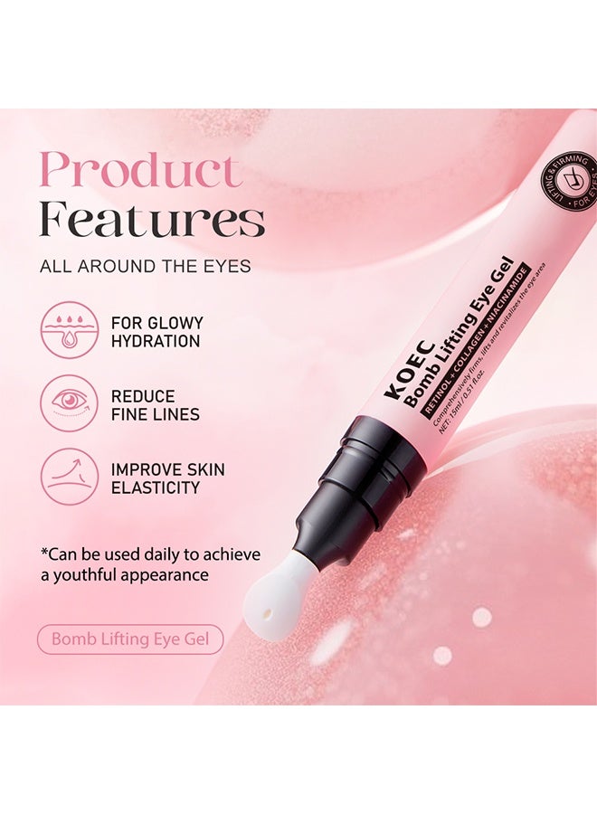 ك أو إي سي جل العين لرفع الهالات السوداء، ريتينول كولاجين ببتيد للتقوية والتعبئة | حمض الهيالورونيك لترطيب متألق | نياسيناميد للهالات السوداء - Image 2