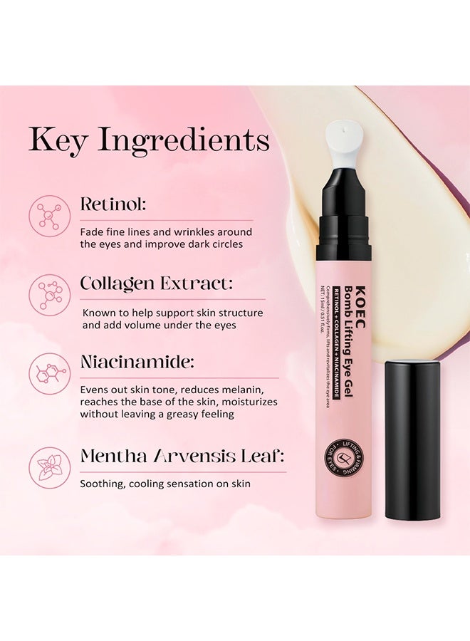 ك أو إي سي جل العين لرفع الهالات السوداء، ريتينول كولاجين ببتيد للتقوية والتعبئة | حمض الهيالورونيك لترطيب متألق | نياسيناميد للهالات السوداء - Image 4