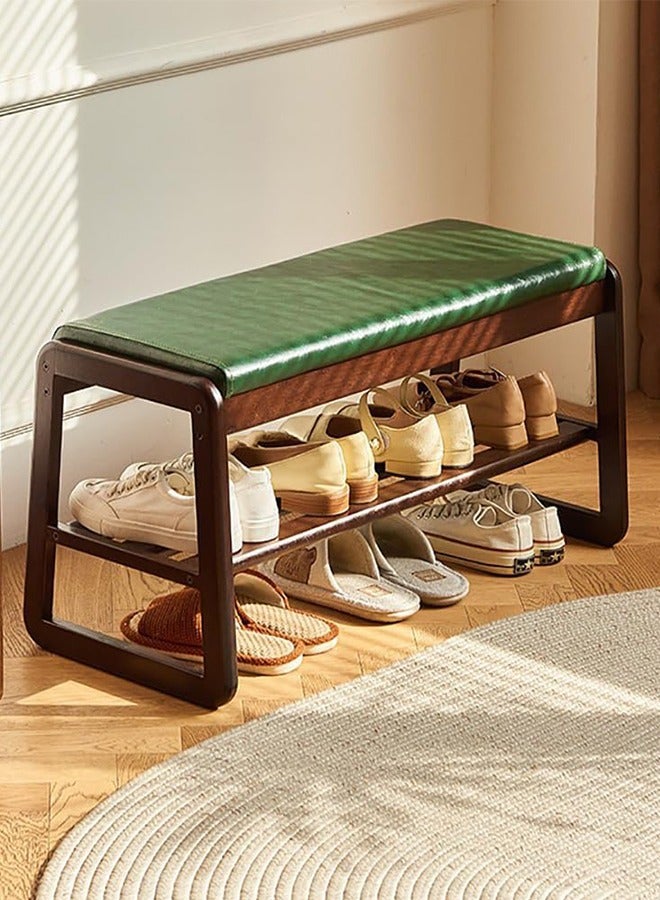 JCB CHIC Wood Shoe Bench, 2 Tier Wooden Entryway Bench, Shoe Storage Bench with Cushion,Modern Shoe Bench Rack, for Entryway Bedroom Living Room Balcony 100×30×42CM - Image 1