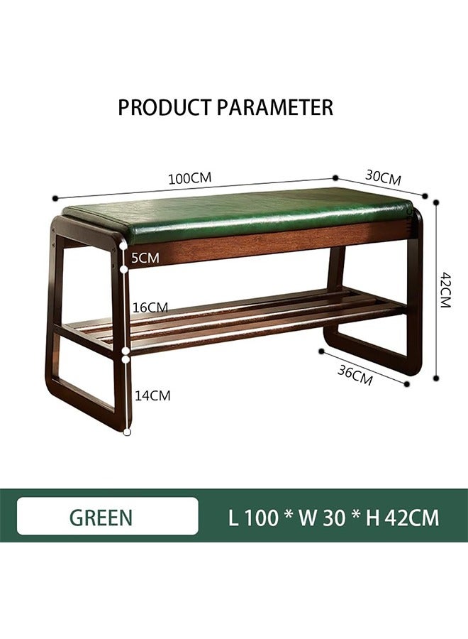 JCB CHIC Wood Shoe Bench, 2 Tier Wooden Entryway Bench, Shoe Storage Bench with Cushion,Modern Shoe Bench Rack, for Entryway Bedroom Living Room Balcony 100×30×42CM - Image 2