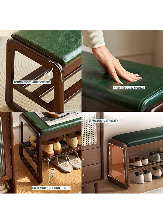 JCB CHIC Wood Shoe Bench, 2 Tier Wooden Entryway Bench, Shoe Storage Bench with Cushion,Modern Shoe Bench Rack, for Entryway Bedroom Living Room Balcony 100×30×42CM - Image 3