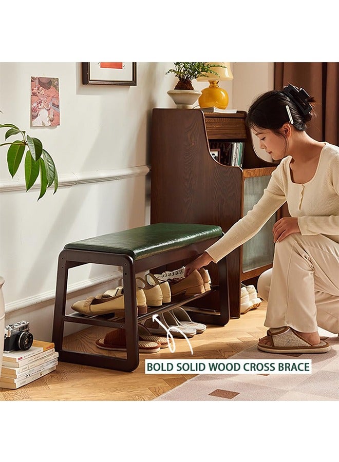 JCB CHIC Wood Shoe Bench, 2 Tier Wooden Entryway Bench, Shoe Storage Bench with Cushion,Modern Shoe Bench Rack, for Entryway Bedroom Living Room Balcony 100×30×42CM - Image 4