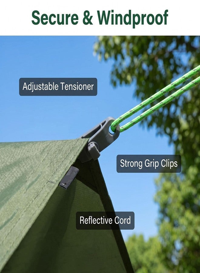 Cyauatt 10 Pcs Heavy Duty Tent Stakes and Camping Hammer Set,10in Metal Tent Stake for Lawn,Ground and Beach,Camping Tent Kit with Tent Stakes,Hammer, Reflective Rope,Tent Clamps and Storage Bag - Image 5