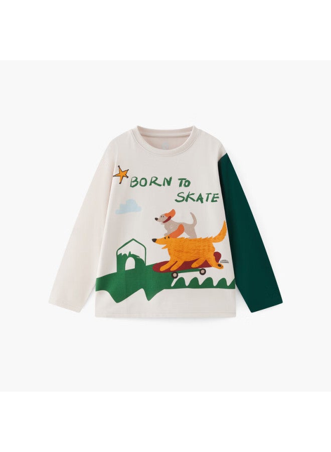 Mqd Maqidun Boys Long Sleeve T-shirt Autumn New Children's Artistic Print Top - Image 4