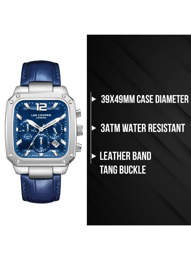 Lee Cooper Men's Leather Multi Function Watch LC08184.399 - 39X49 mm