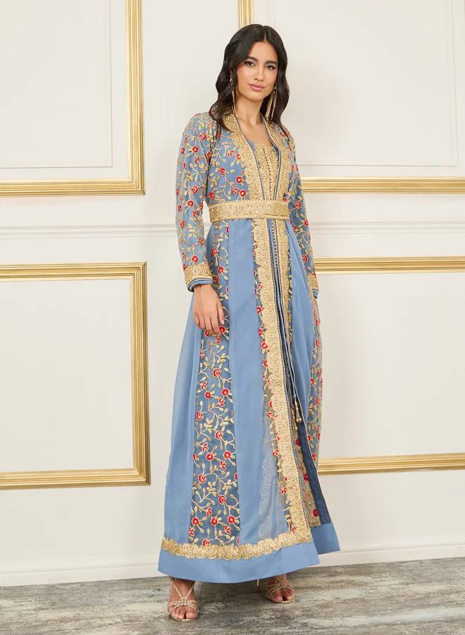 مكسيم كريشن Embroidered Ball Gown Belted Kaftan by Styli