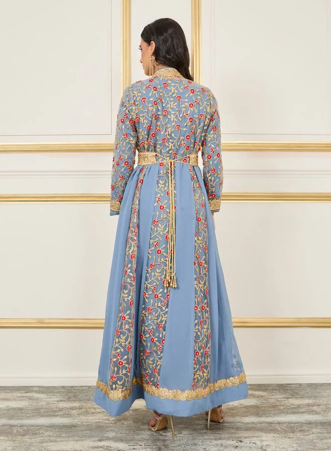 مكسيم كريشن Embroidered Ball Gown Belted Kaftan by Styli