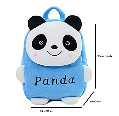Black hill Cute Kids Backpack Toddler Bag Plush Animal Cartoon Mini Travel Bag for Baby Girl Boy 1-6 Years (Blue-Panda) - Image 3