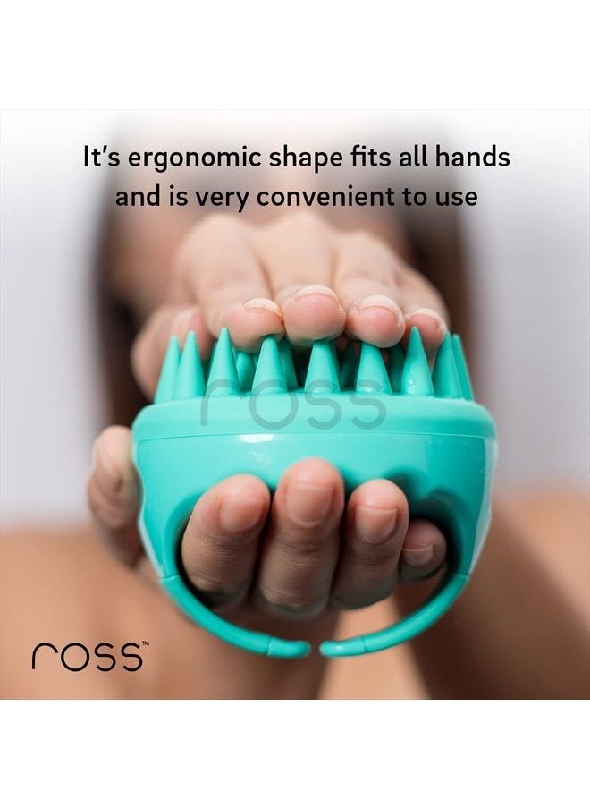 ROSS - Hair Scalp Massager Shampoo Brush with Soft Silicone Bristles for Anti Dandruff, Exfoliating with Scalp Care Manual Head Massager, 1 Count (Pack of 1) (Style 1, Green) - Image 1