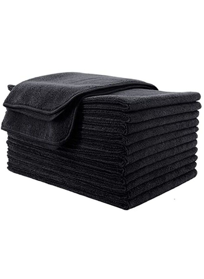 Polyte Professional Quick Dry Lint Free Microfiber Hair Drying Salon Towel 16 X 29 In 12 Pack (Black) - Image 1