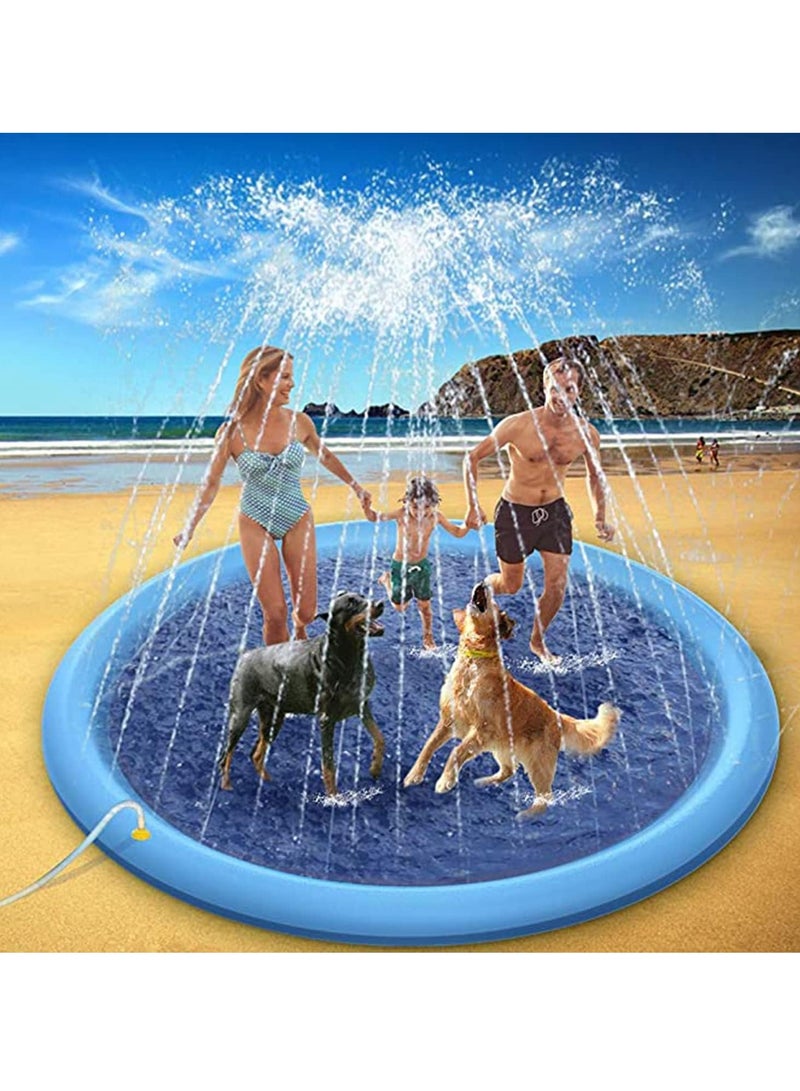 SYOSI Splash Sprinkler Pad for Dogs Kids Anti-Slip Thickened Dog Pool Durable Upgrade Bath Pool Pet Summer Outdoor Water Toys Backyard Fountain Play Mat for Pet Dogs and Kiddie (150CM)  - Image 5