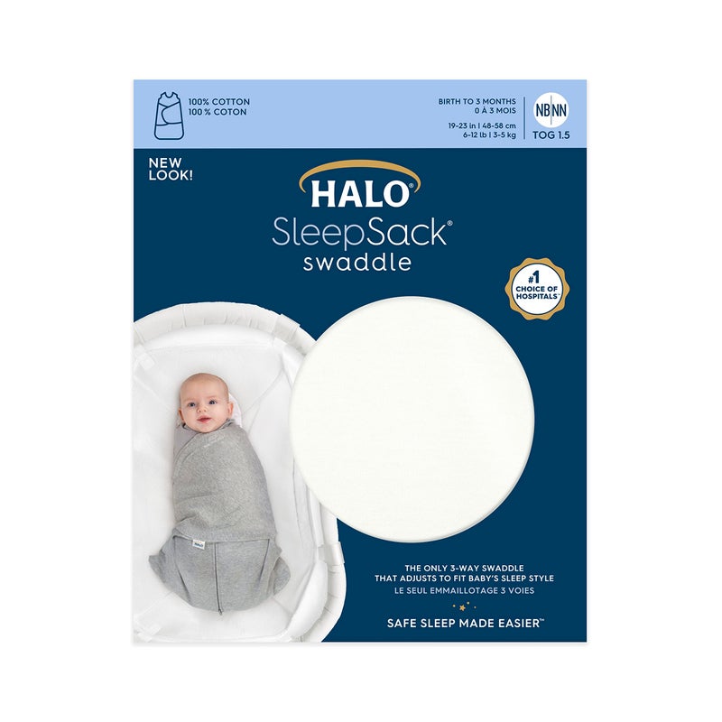 HALO 100% Cotton Sleepsack Swaddle, 3-Way Adjustable Wearable Blanket, TOG 1.5, Natural, Newborn, 0-3 Months - Image 3