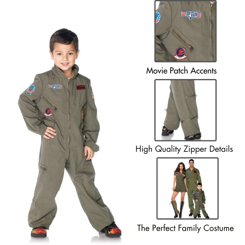 Leg Avenue Boys Top Gun Boys Flight Suit, MEDIUM, Khaki - Image 2