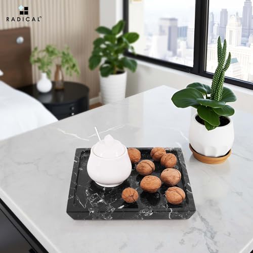 Radicaln Marble Serving Tray 10" Inches White Handmade Square Tray for Party Supplies Modern Serving Bowl & Food Trays for Party, Cafeteria Trays for Serving Food - Image 2