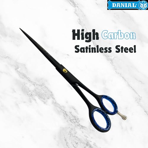 DANIAL 6.5" Black Coated Barber Scissors - Rust-Free, High Carbon Stainless Steel, Professional Hair Cutting, Beard & Moustache Trimming, Salon Accessories for Men, Women - Image 4