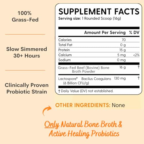 Paradise Naturals 100% Grass-Fed Natural Beef Bone Broth Powder + Active Probiotics, Collagen, 15g Protein, Non-GMO, Low Sodium, Gut Health, Paleo, Keto, Gluten-Free, for Healthy Skin, Hair, Joints - Image 3