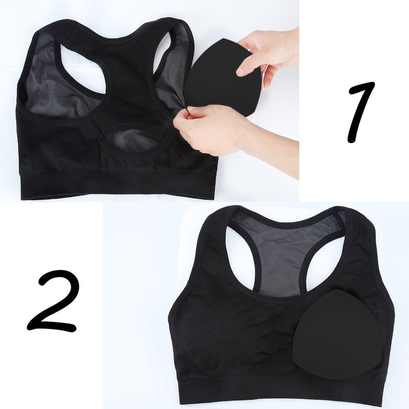 SERMICLE Bra Pad Inserts 4 Pairs, Bra Pads Sewn Padded for Sports Bra A/B C/D Cup Beige Black Optional (A/B Cup, Black) - Image 4