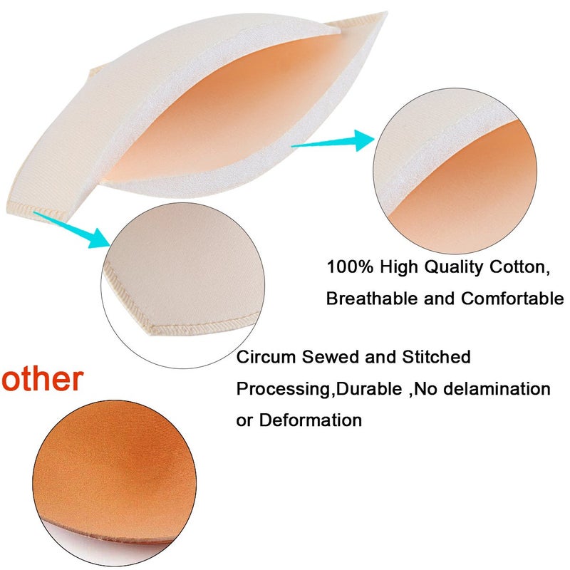 SERMICLE Bra Pad Inserts 4 Pairs, Bra Pads Sewn Padded for Sports Bra A/B C/D Cup Beige Black Optional (A/B Cup, Black) - Image 3