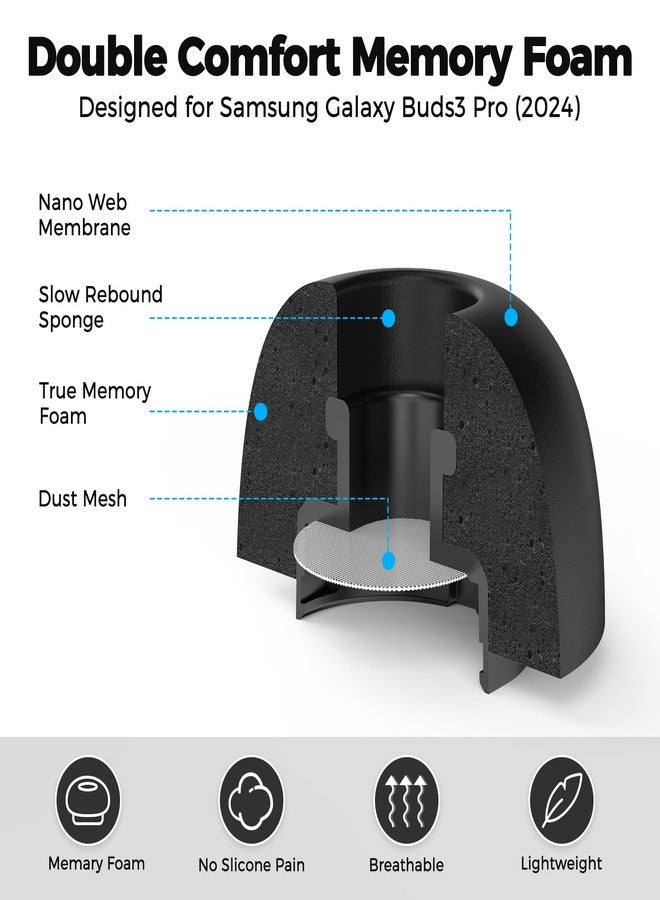 AhaStyle Memory Foam Earbud Tips for Samsung Galaxy Buds3 Pro (2024)【Fit the Charging Case】3 Pairs S/M/L Ultimate Comfort Noise Canceling Memory Foam Ear Replacement Tip for Samsung Galaxy Buds Pro 3 - Image 2