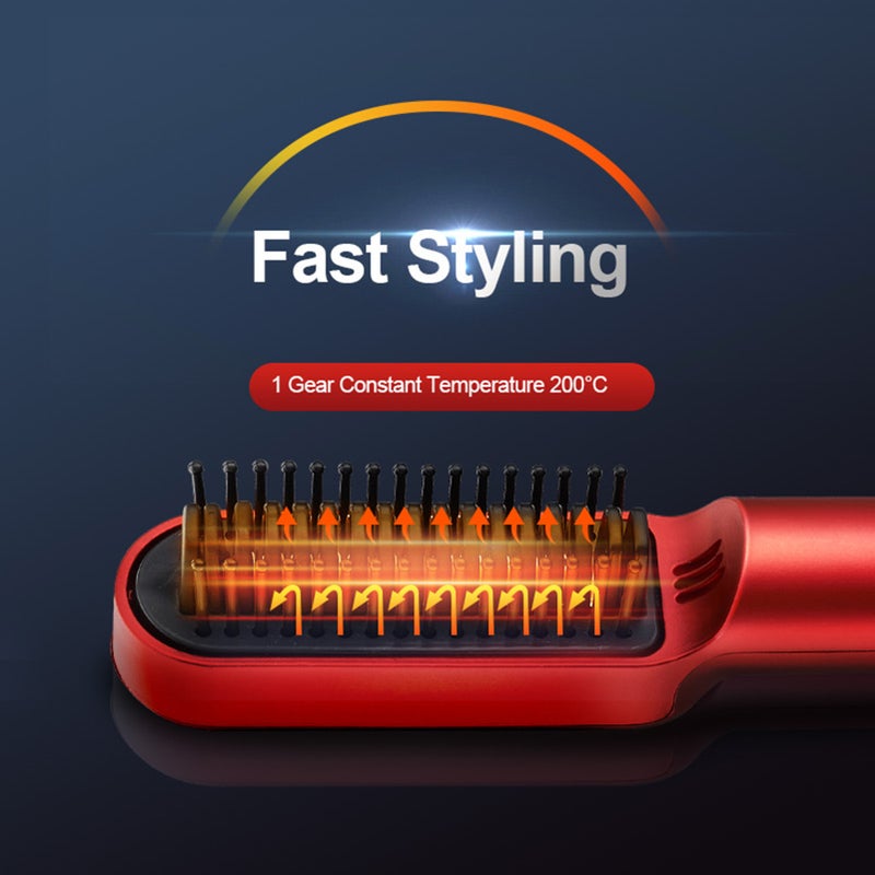 USB Cordless Hair Straightener Comb Ceramic Hair Straightener Brush Travel Portable Chargeable Hair Curler - Image 5