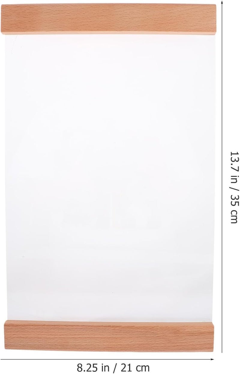 A4 Poster Frame Wall-mounted Picture Frame with Acrylic Cover and Solid Beech Wood Self-adhesive No-drill for Teacher and Office Display - Image 2