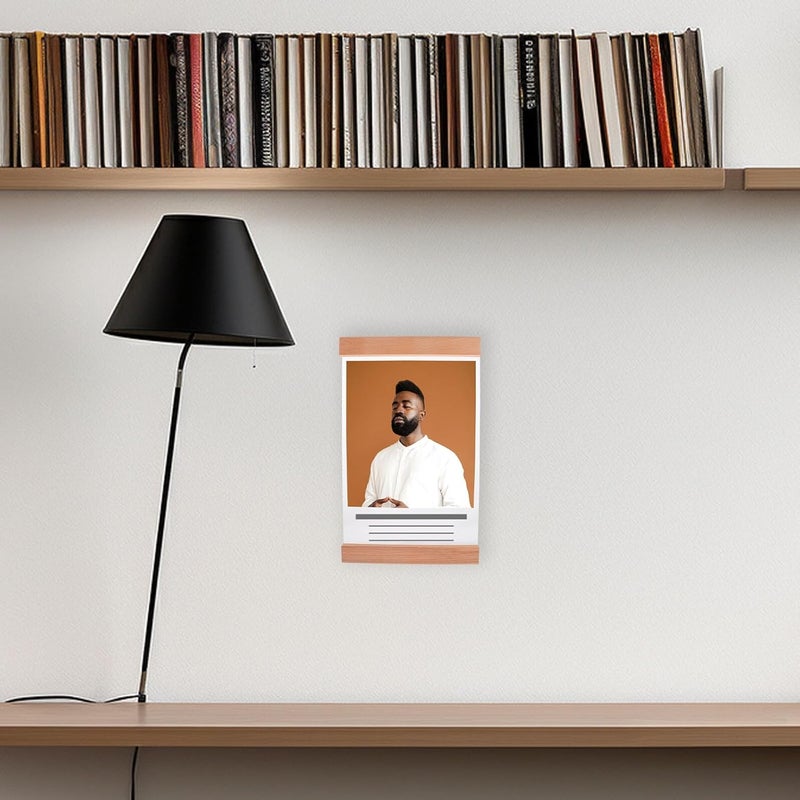 A4 Poster Frame Wall-mounted Picture Frame with Acrylic Cover and Solid Beech Wood Self-adhesive No-drill for Teacher and Office Display - Image 5
