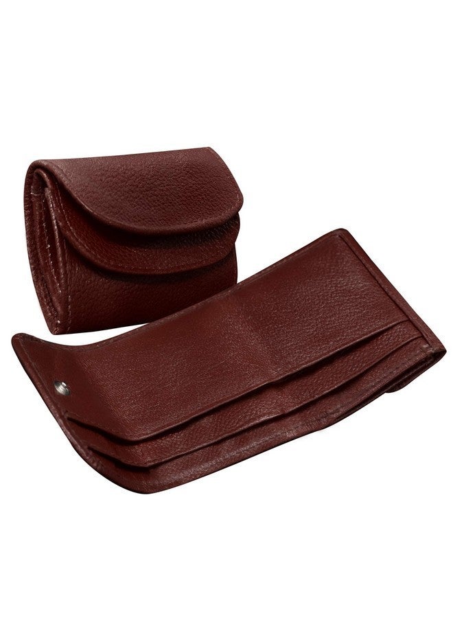 ABYS محفظة نسائية صغيرة من الجلد الطبيعي بني داكن من ABYS، حقيبة سيدات، حامل نقود، محفظة عملات - Image 1